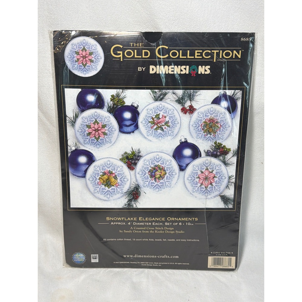 Dimensions Gold Collection Snowflake Elegance Ornaments Cross Stitch Kit 8685